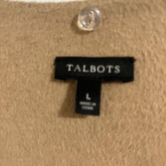 Talbots Wool Blend Long Vest Duster Size L Tan Sleeveless Minimalist Equestrian - Picture 7 of 7